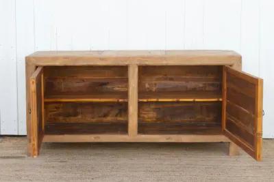 Old Bleached Wood 2-Door Lattice Cabinet