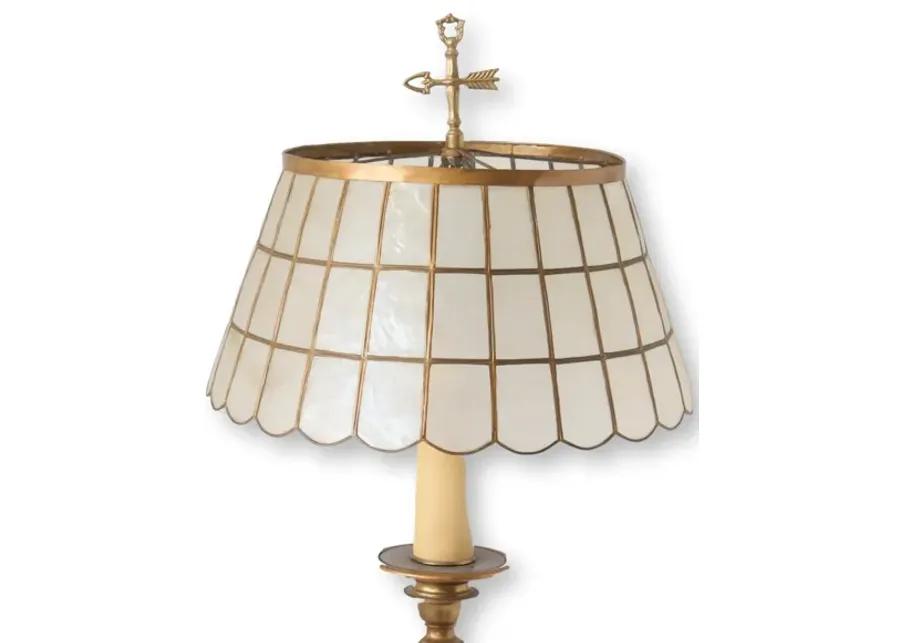 Midcentury Brass Lamps with Capiz Shades