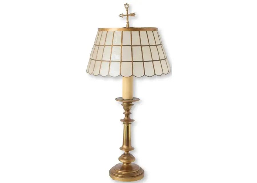 Midcentury Brass Lamps with Capiz Shades