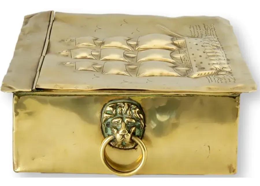 1805 English HMS Victory Brass Tea Box