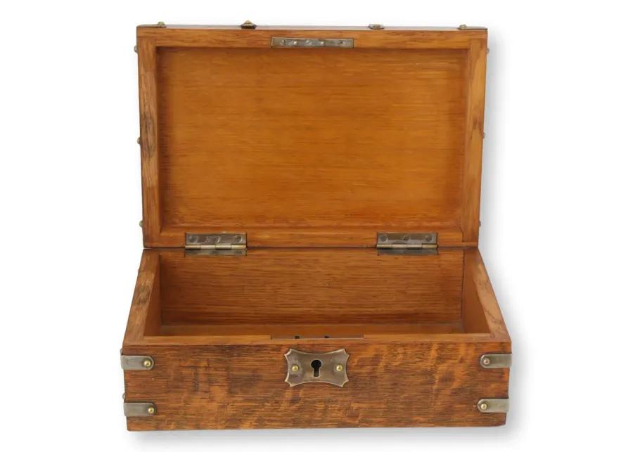 English Oak Storage Box w/Shields