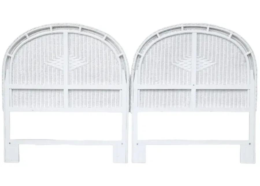 White Rattan Twin Headboards - a Pair