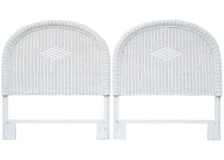 White Rattan Twin Headboards - a Pair