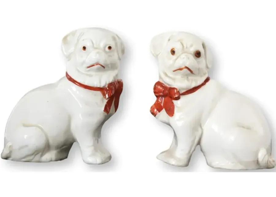 Antique German Porcealin Pugs