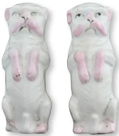 Antique German Porcelain Begging Pugs