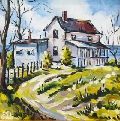 Farmhouse Landscape Oil Painting