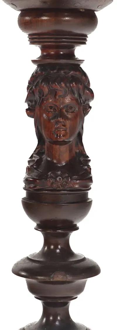 Carved Caryatid Bust Mahogany Pedestal