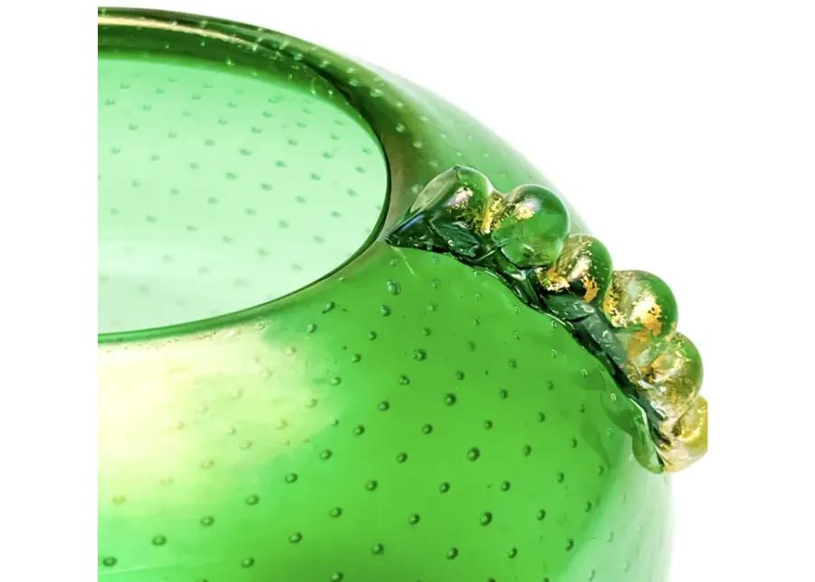 Seguso Green Bullicante Glass Vase