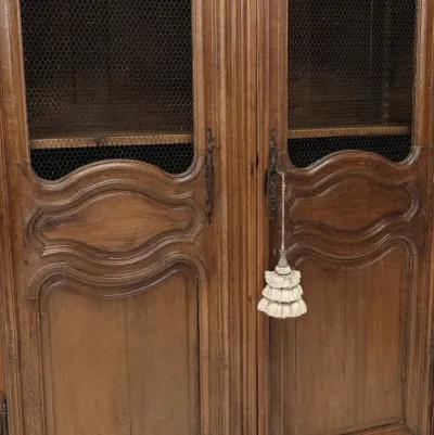 French Provincial Oak Bookcase Cabinet