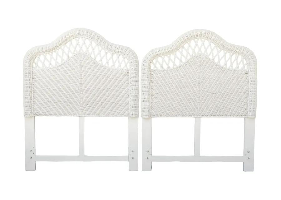 Twin Camelback Rattan Headboards - Pair - White