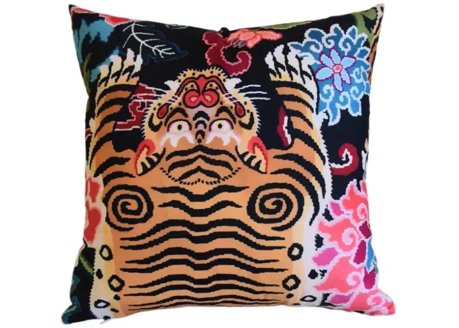 Chinoiserie Asian Tiger & Floral Pillow