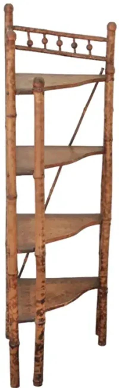 Antique Bamboo Corner Etagere