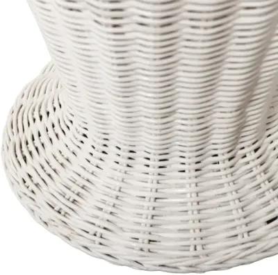 1970’s White Wicker Scalloped Table Lamp