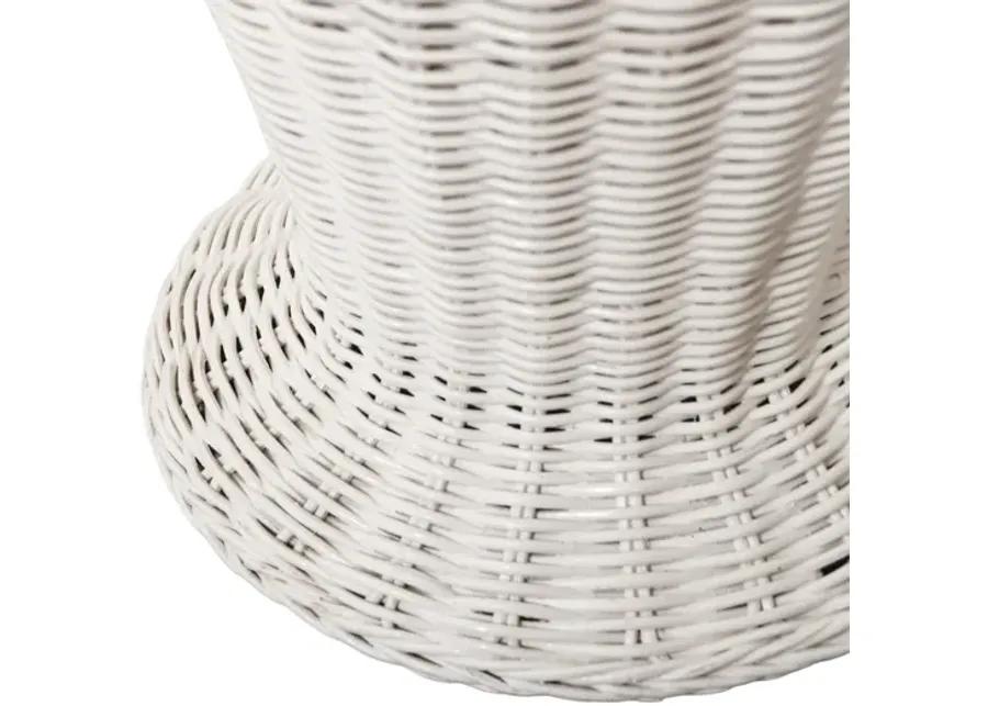 1970’s White Wicker Scalloped Table Lamp