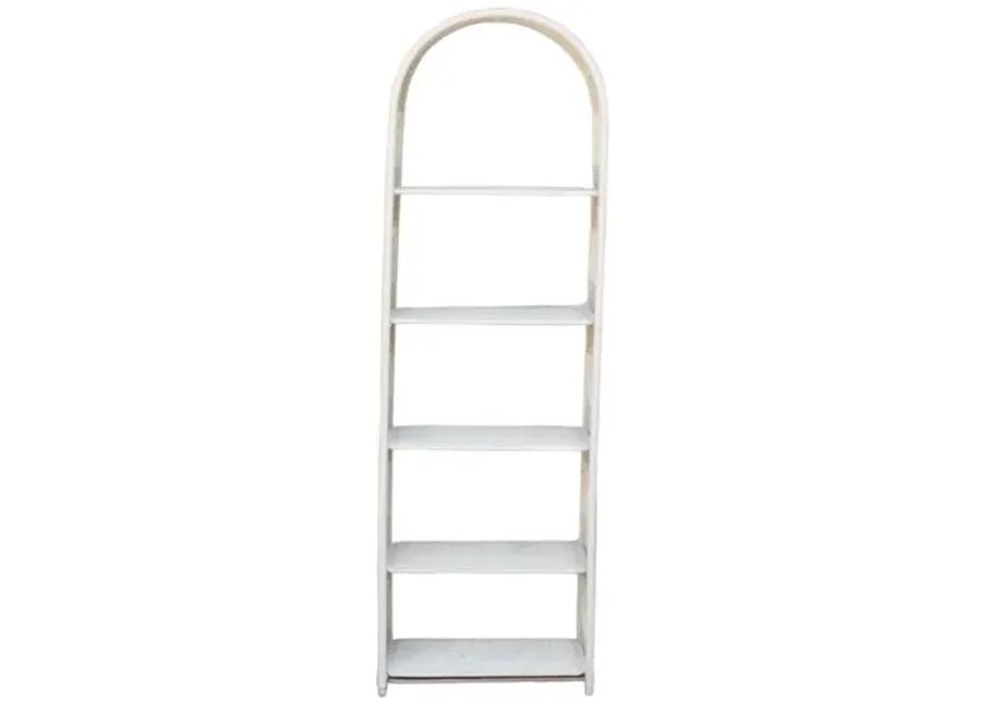 Arched White Wicker Etagere