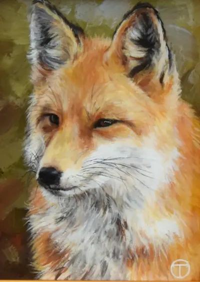 Nature Sly Fox Portrait Oil Painting