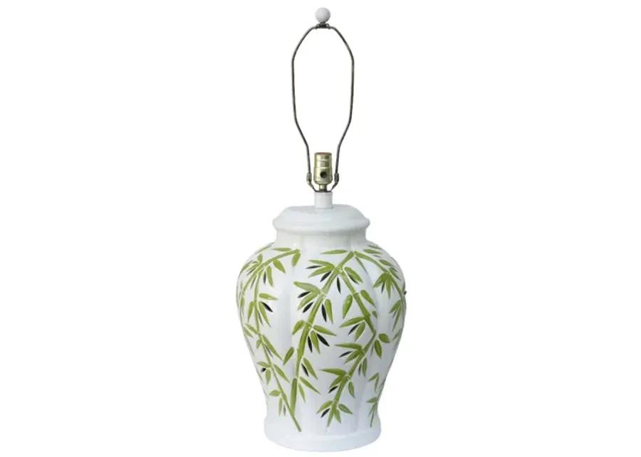 Large Ceramic White & Green Table Lamp