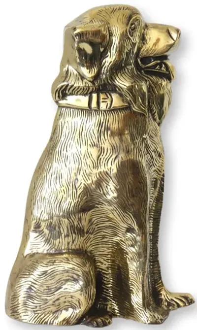 Large Brass Dog Fireplace Ornament - Gold