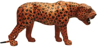 Leather Wrapped Leopard Sculpture