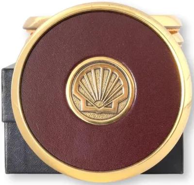 Brass Seashell & Faux Leather Coasters