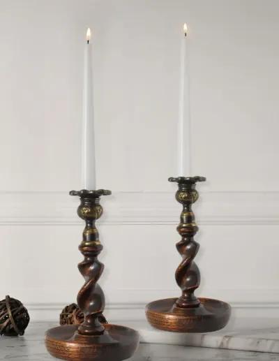 Oak Barley Twist Candlesticks