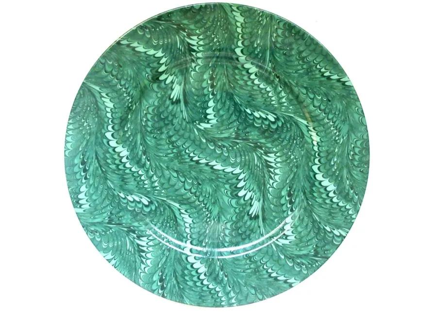 Feather-Glaze Serving Plate - 12.25" D - Green