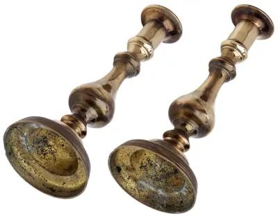 Curvaceous Brass Baluster CandlestickSet of 2 - Brown