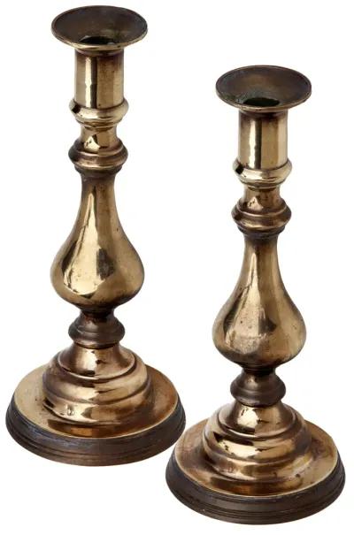 Curvaceous Brass Baluster CandlestickSet of 2 - Brown