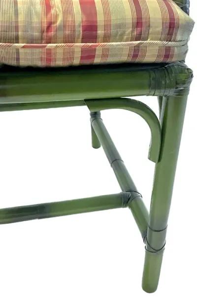 Green Rattan & Bamboo Arm Chairs - PR