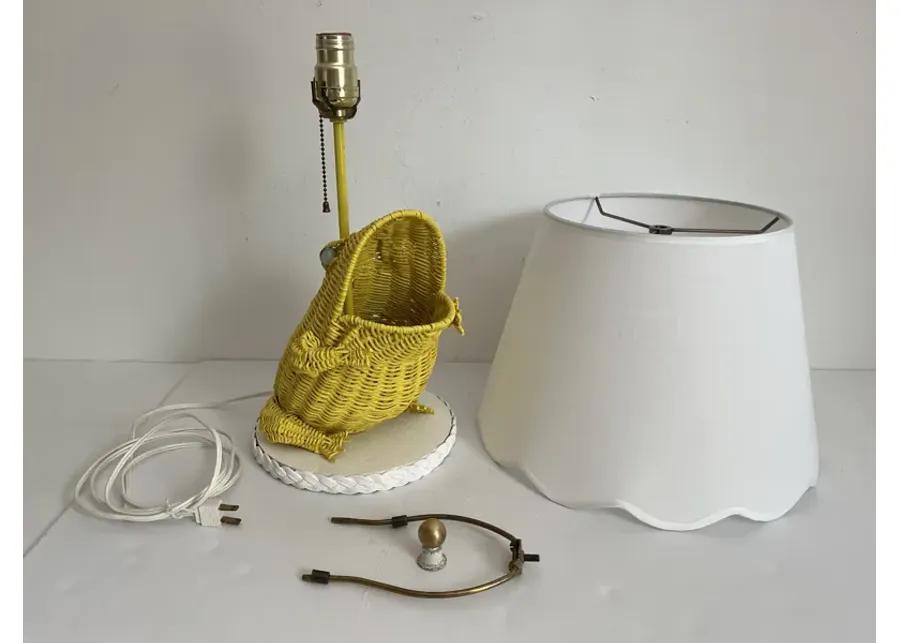 1970s Wicker Frog Lamp & Shade