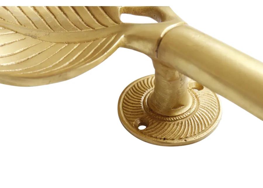 Large Brass Leaf Handles - a Pair - Gold