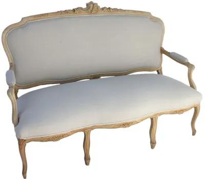 Bleached Walnut Belgian Linen Settee