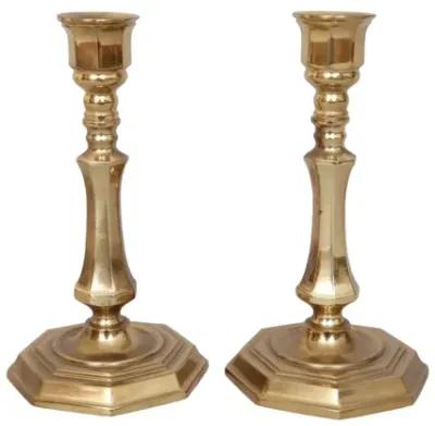 Portuguese Brass Candlesticks - a Pair - Gold