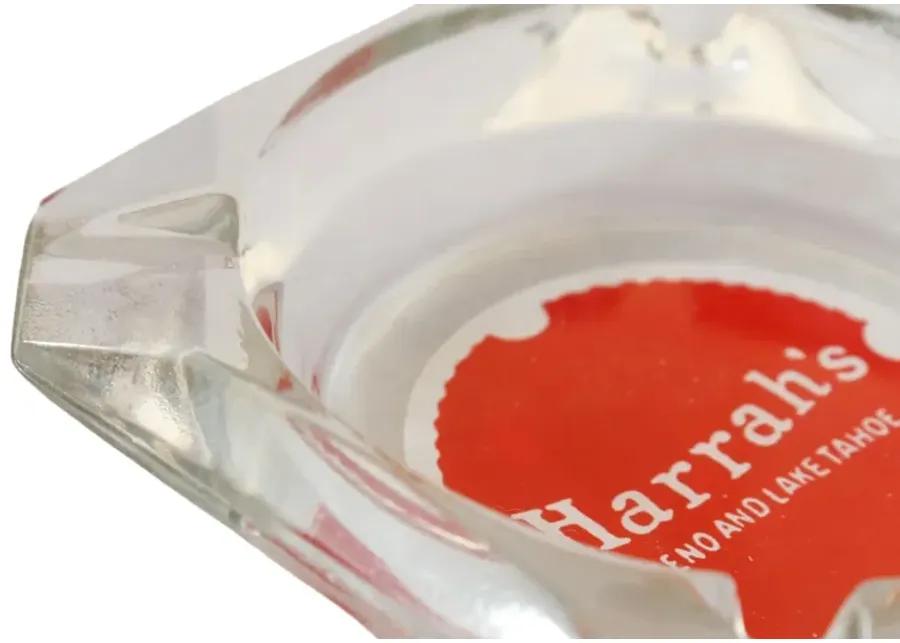 Harrah’s Square Glass Ashtray - Red