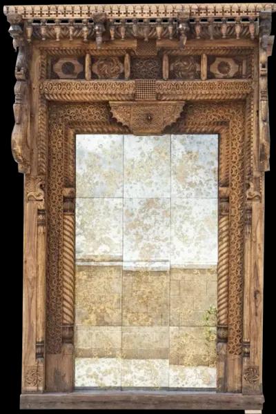 Majestic 18th C Swat Valley Grand Mirror - Brown