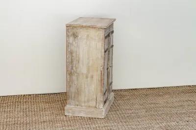 Primitive Teak & Metal Carved Cabinet - Brown