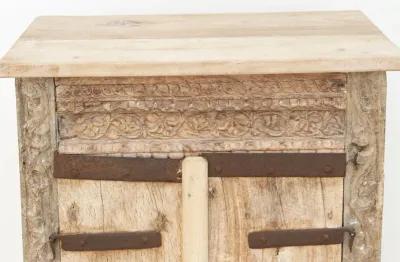 Reclaimed Teak Bleached Bedside Cabinet - Brown