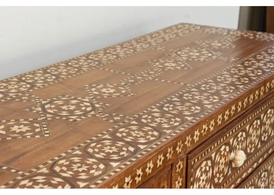 Long Moorish Marquetry Inlay Credenza