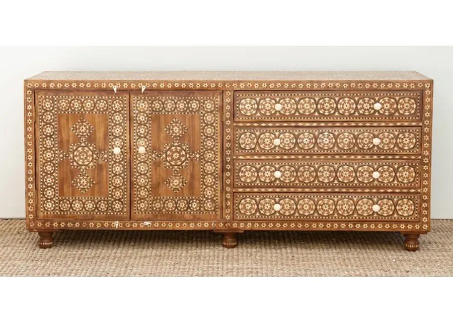 Long Moorish Marquetry Inlay Credenza