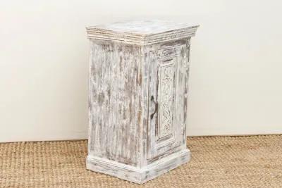 Vintage Distressed White Small Cabinet - Brown