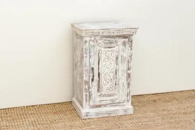 Vintage Distressed White Small Cabinet - Brown