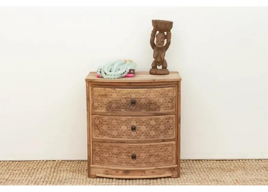 Small Reclaimed Teak Carved Dresser - Handcrafted