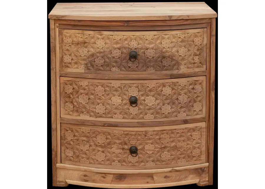 Small Reclaimed Teak Carved Dresser - Handcrafted