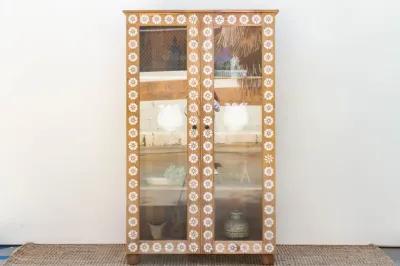 Blossom Mother of Pearl Inlay Cabinet - Brown