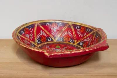 Taz n Roja Floral Painted Bowl - red