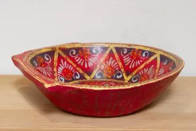 Taz n Roja Floral Painted Bowl - red