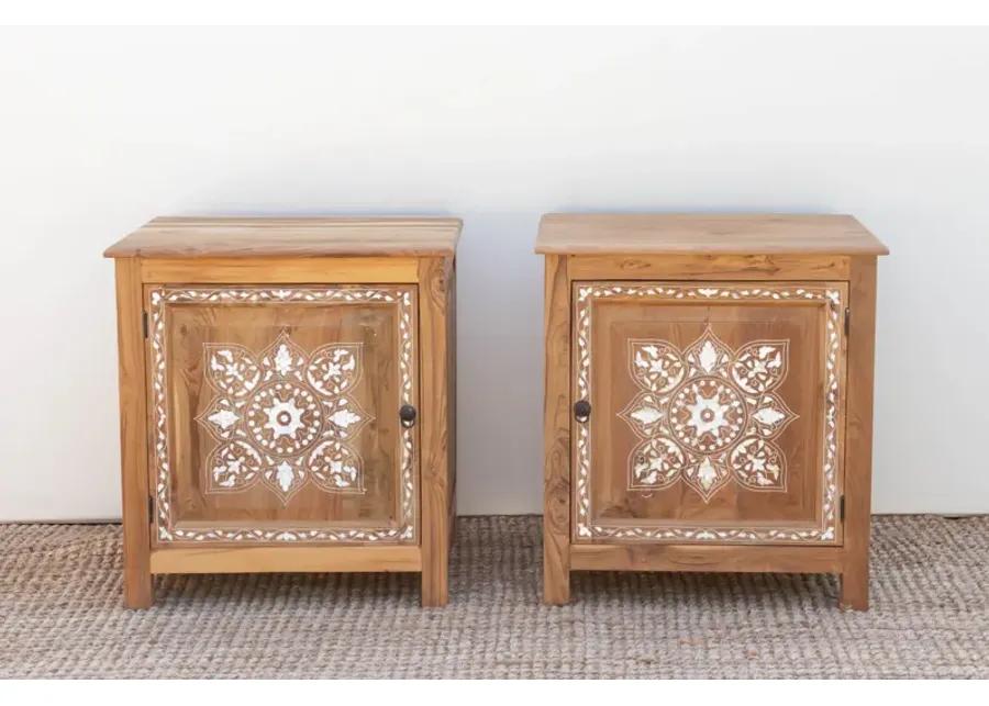 Pair of Mother of Pearl Inlay Cabinets - Brown