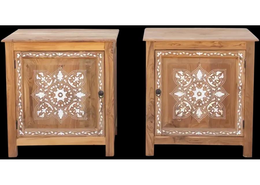 Pair of Mother of Pearl Inlay Cabinets - Brown