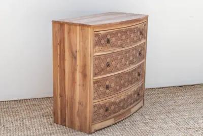 Handsome Reclaimed Teak Carved Dresser - Handcrafted