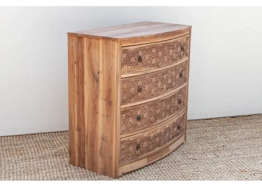 Handsome Reclaimed Teak Carved Dresser - Handcrafted